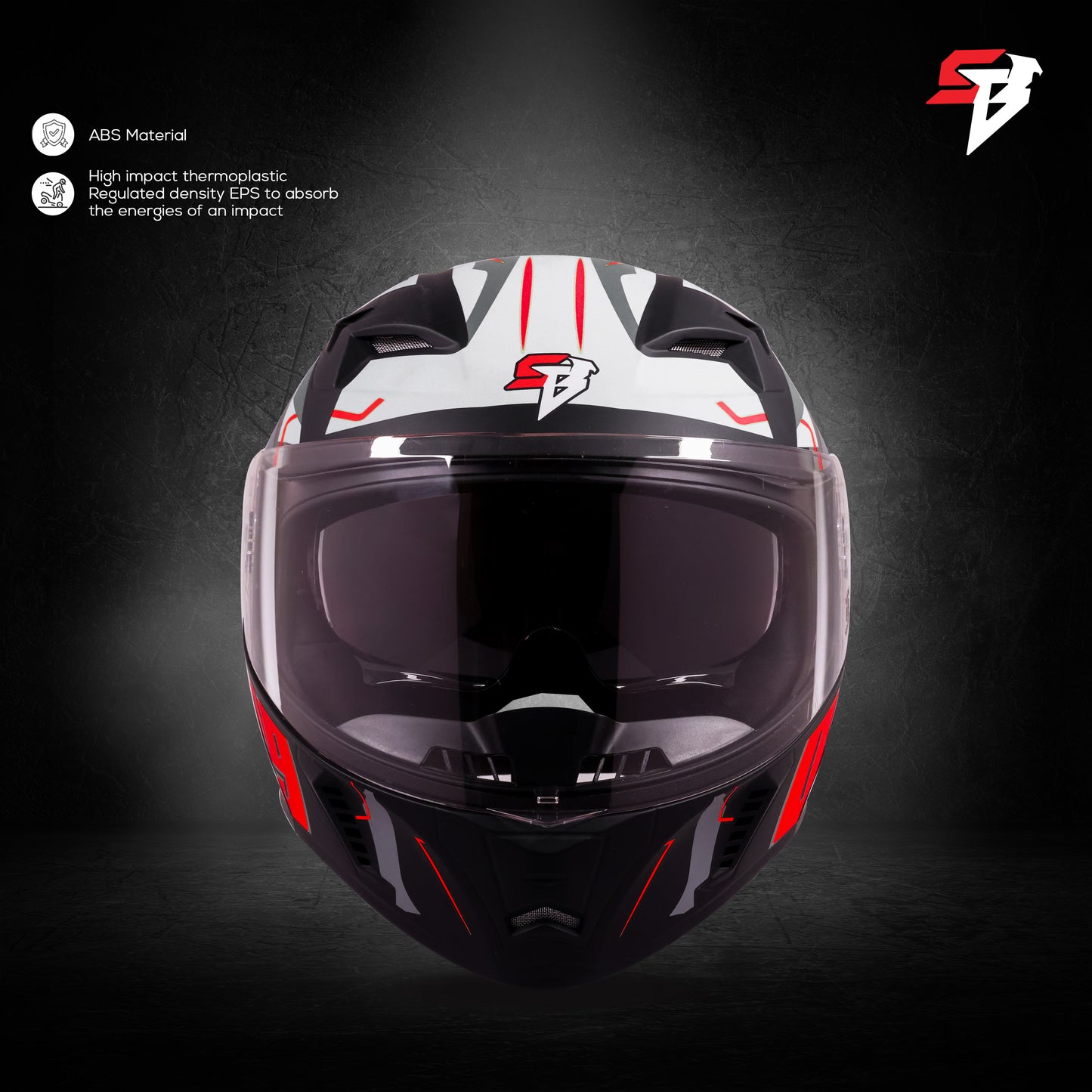 Steelbird SBA-20 02 ISI Certified Flip-Up Graphic Helmet for Men and Women with Inner Chrome Sun Shield .(Glossy Black Red with Smoke Visor)