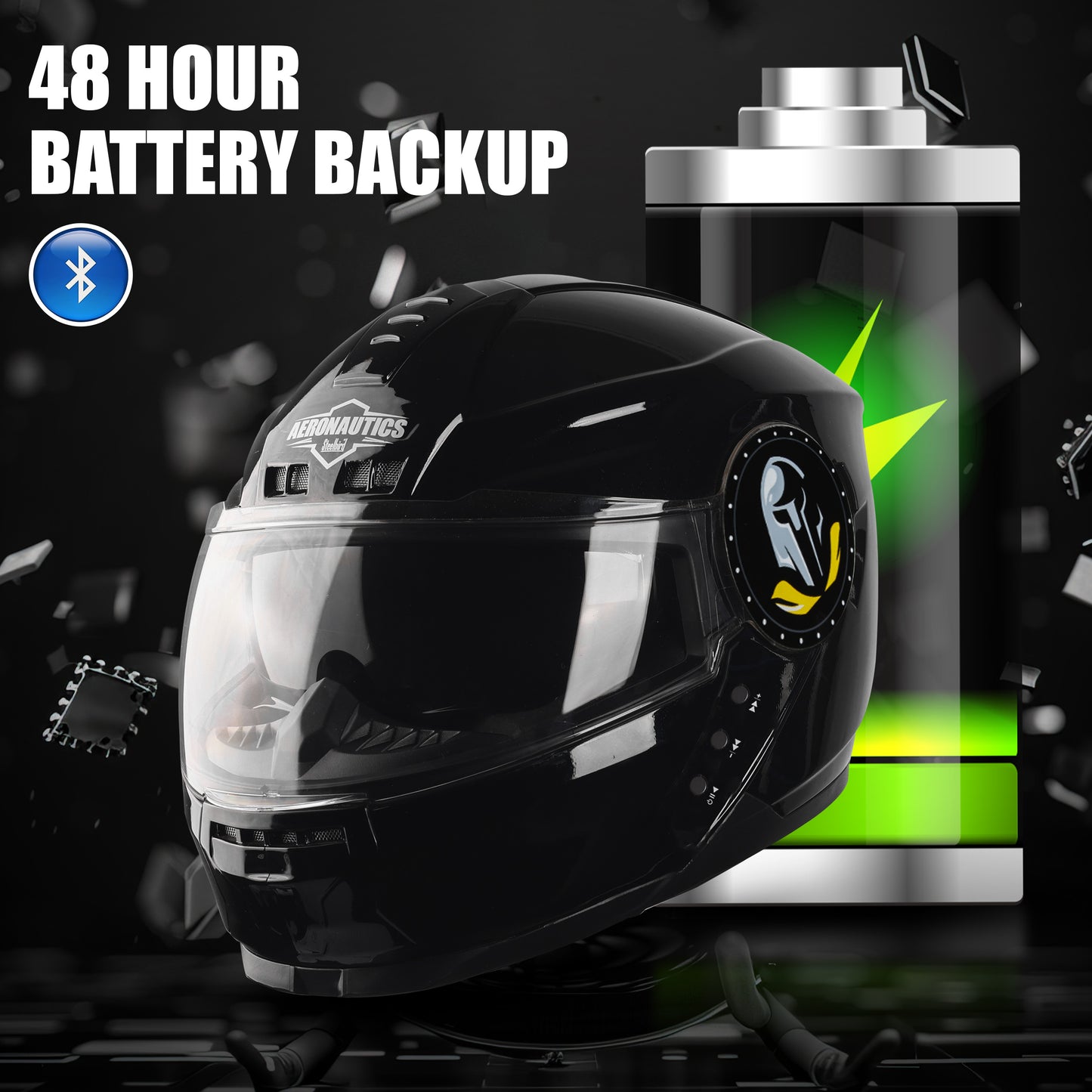 Steelbird Bluetooth Full Face ISI Certified Helmet for Men with Inner Smoke Sun Shield | SBH-40 7Wings