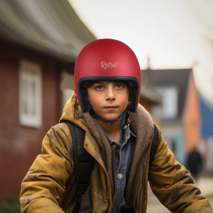 Steelbird SBH-55 Retro ISI Certified Open Face Helmet for Men and Women(Matt Maroon)