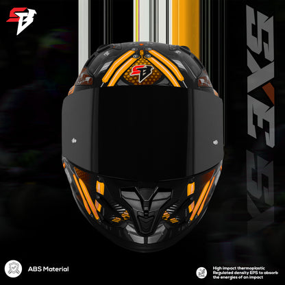 Steelbird SBH-61 SXE X2 Pinlock ISI and Dot Certified Full Face Helmet for Men and with Inner Silver Sunshield (Glossy Black Golden with Smoke Visor).