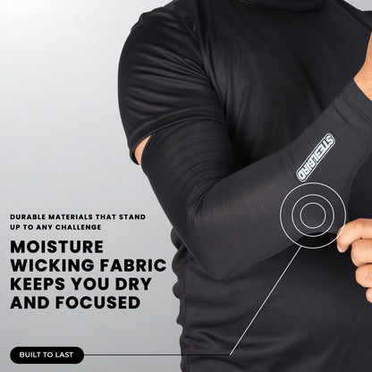 Steelbird Sarchu 1.0 Arm Sleeves Black Unisex for Sports, Running, Cricket, Bike Riding, Cycling, Basketball & Breathable (Sold as a Pair)