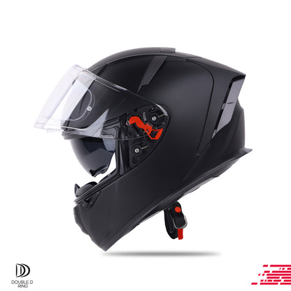 Ignyte IGN-4 ISI/DOT Certified Full Face Helmet with Outer Anti-Fog Clear Visor and Inner Smoke Sun Shield (Matt Midnight Black)