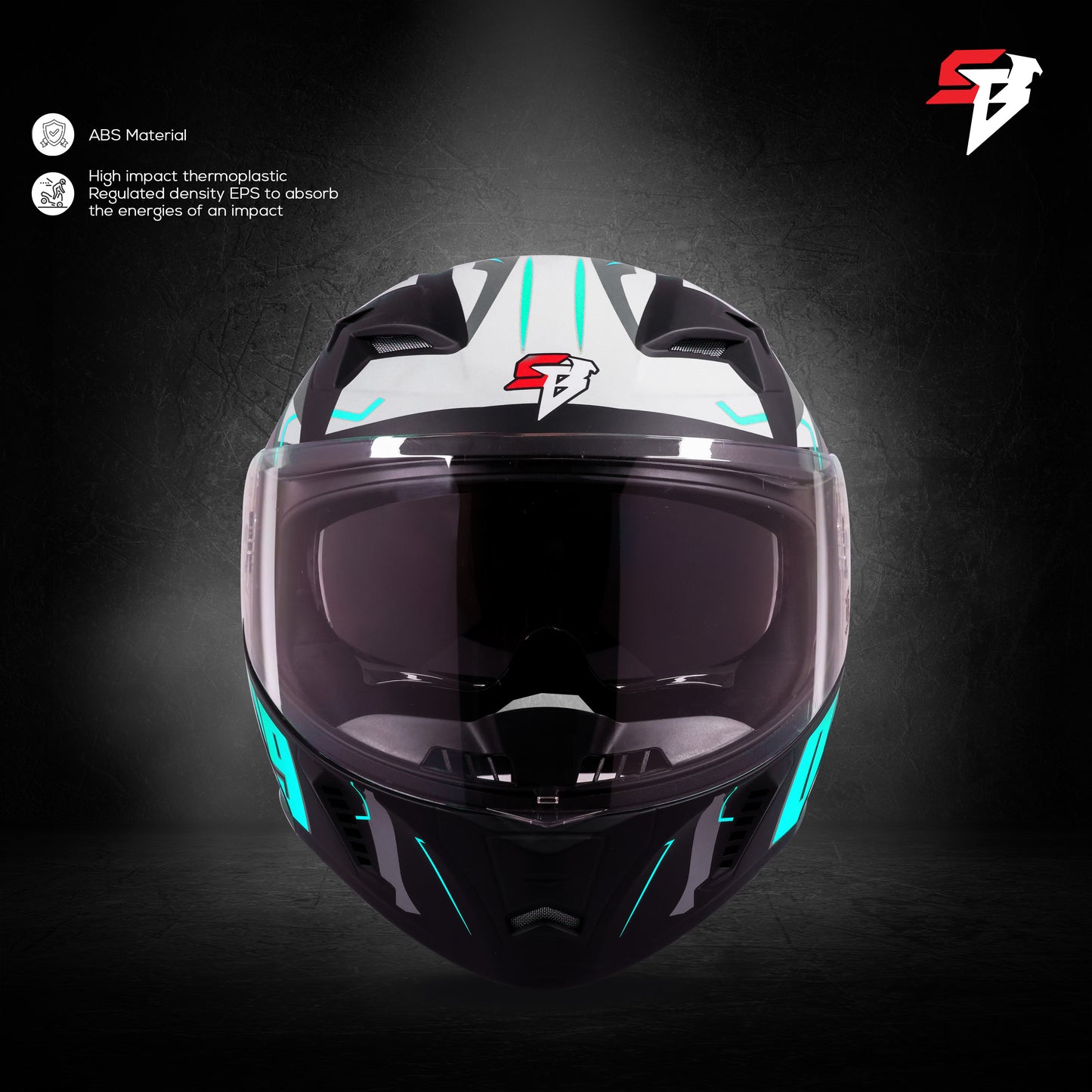 Steelbird SBA-20 09 ISI Certified Flip-Up Graphic Helmet for Men and Women with Inner Chrome Sun Shield. (Glossy Black Jazz Blue with Smoke Visor)