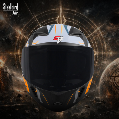 Steelbird SBA-20 06 ISI Certified Flip-Up Graphic Helmet for Men and Women with Inner Chrome Sun Shield .(Glossy Black Orange with Smoke Visor).