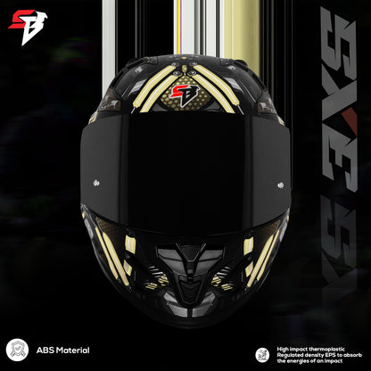 Steelbird SBH-61 SXE X2 Pinlock ISI and Dot Certified Full Face Helmet for Men and with Inner Silver Sunshield (Glossy Black Golden with Smoke Visor)