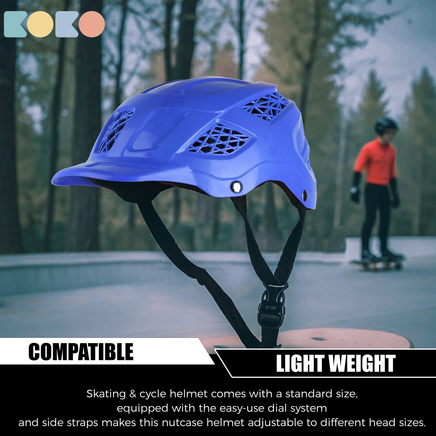Koko Dragon Kids Skating & Cycling Helmet | Protective Gear for Boys & Girls (Blue)