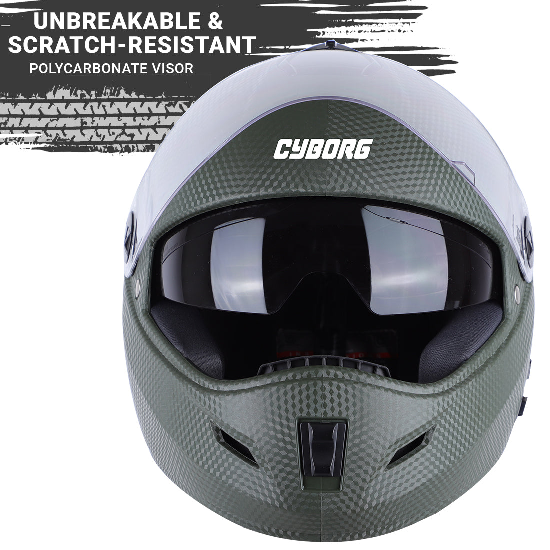 Steelbird Rox Cyborg ISI Certified Full Face Helmet for Men and Women with Inner Smoke Sun Shield and Outer Clear Visor.