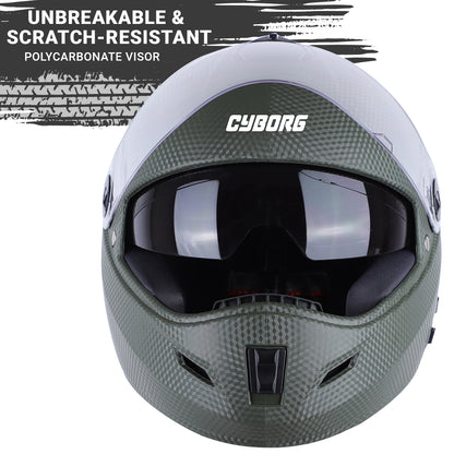Steelbird Rox Cyborg ISI Certified Full Face Helmet for Men and Women with Inner Smoke Sun Shield and Outer Clear Visor.