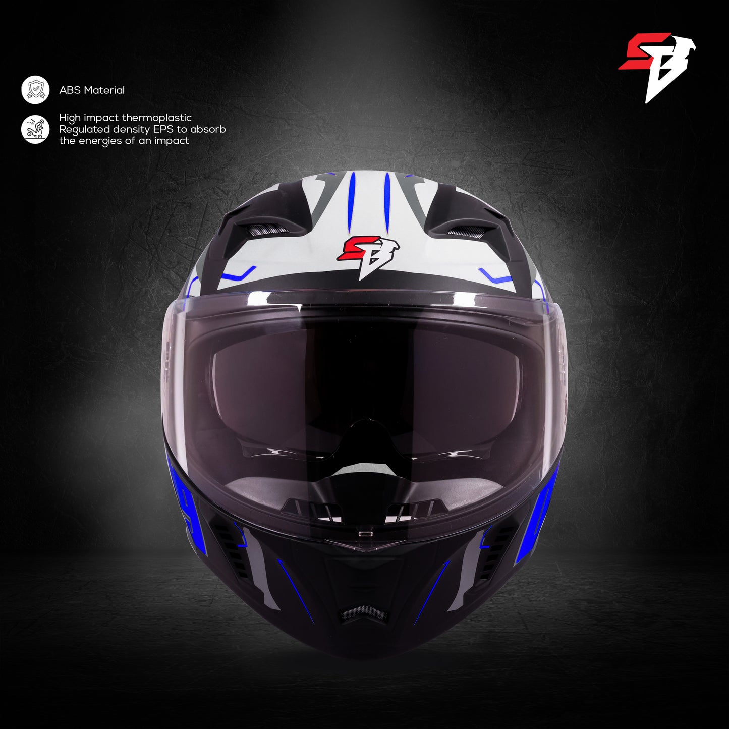 Steelbird SBA-20 09 ISI Certified Flip-Up Graphic Helmet for Men and Women with Inner Chrome Sun Shield(Glossy Black Blue with Smoke Visor)