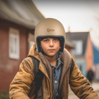 Steelbird SBH-55 Retro ISI Certified Open Face Helmet for Men and Women (Matt Desert Strome)