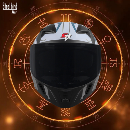 Steelbird SBA-20 01 ISI Certified Flip-Up Graphic Helmet for Men and Women with Inner Chrome Sun Shield .(Glossy Black Grey with Smoke Visor).
