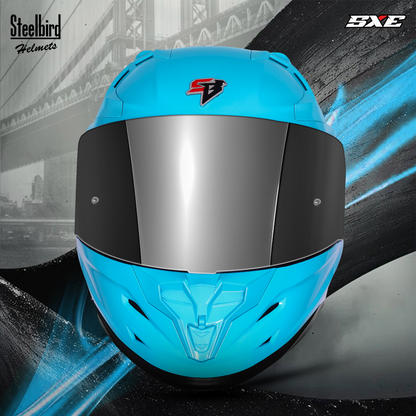 Steelbird SBH-61 SXE TPE Edition ISI and Dot Certified Full Face Helmet for Men with Inner Silver Sunshield . Clear With Chrome Visor.