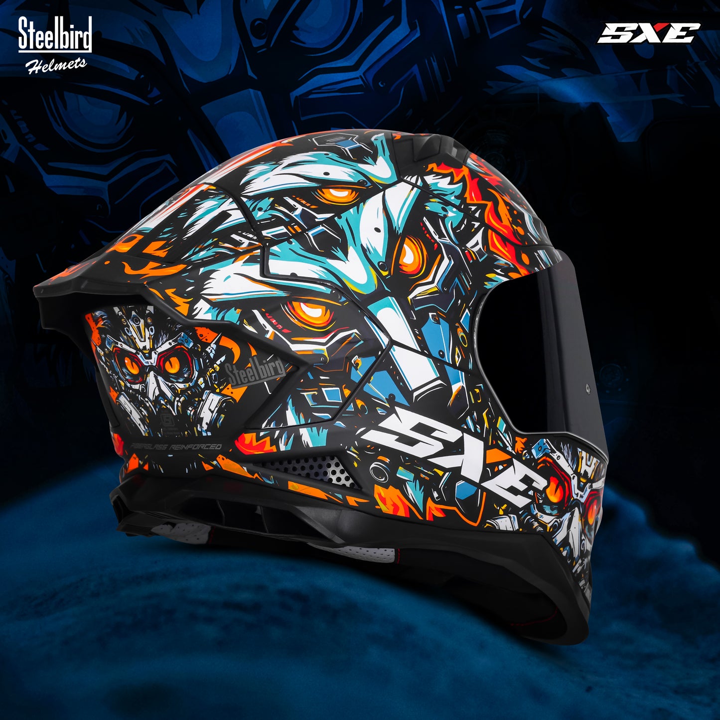 Steelbird SBH-61 SXE X1  Pinlock ISI and Dot Certified Full Face Helmet for Men with Inner Silver Sunshield .Anti Fog Visor.