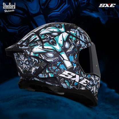 Steelbird SBH-61 SXE Pinlock X1 ISI and Dot Certified Full Face Helmet for Men with Inner Silver Sunshield . Anti Fog Visor.