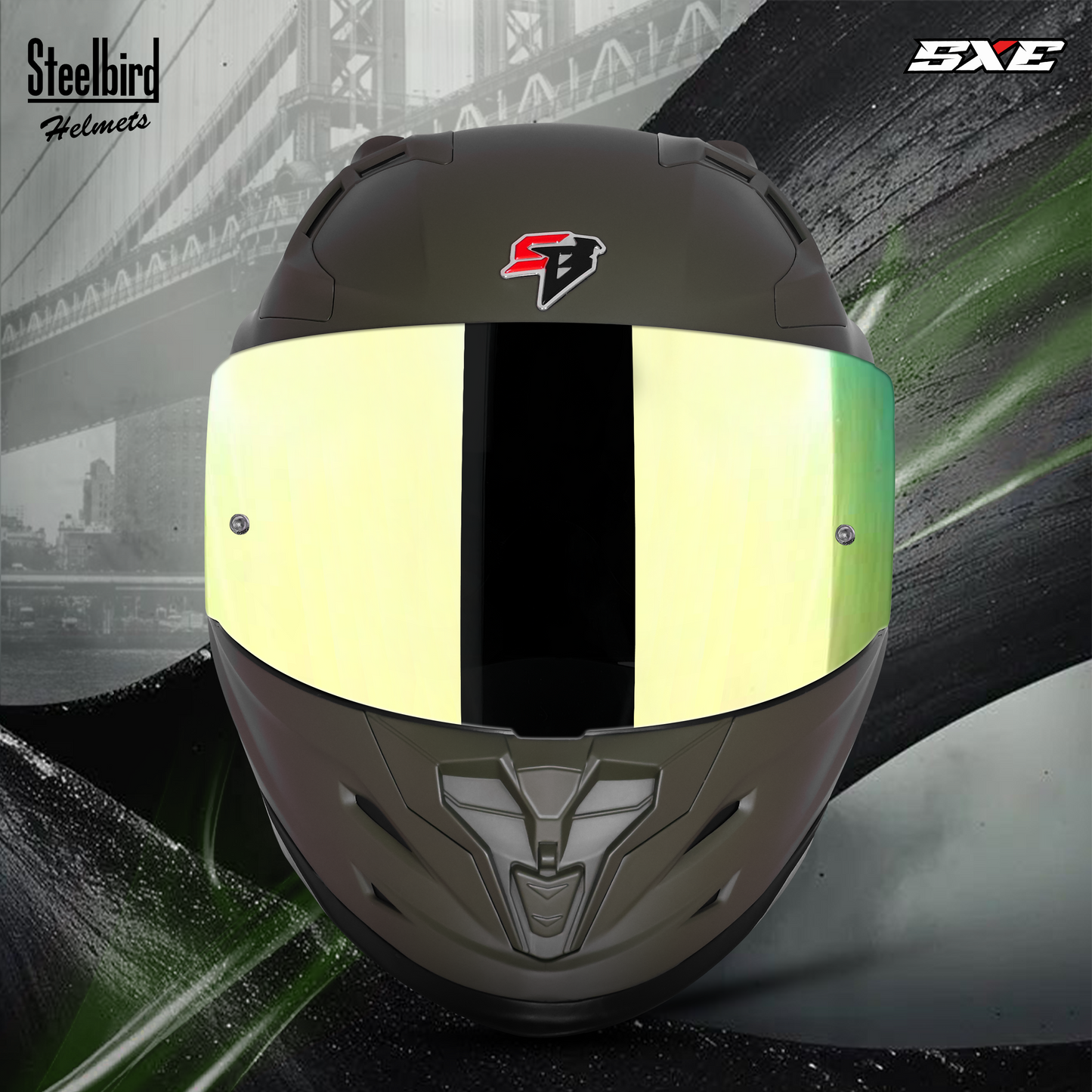 Steelbird SBH-61 SXE TPE Edition ISI and Dot Certified Full Face Helmet for Men with Inner Silver Sunshield . Clear With Chrome Visor.