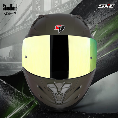 Steelbird SBH-61 SXE TPE Edition ISI and Dot Certified Full Face Helmet for Men with Inner Silver Sunshield . Clear With Chrome Visor.