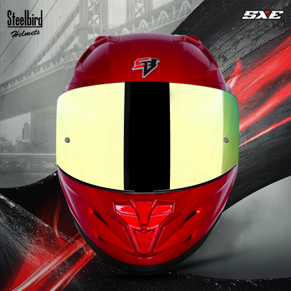 Steelbird SBH-61 SXE TPE Edition ISI and Dot Certified Full Face Helmet for Men with Inner Silver Sunshield . Clear With Chrome Visor.