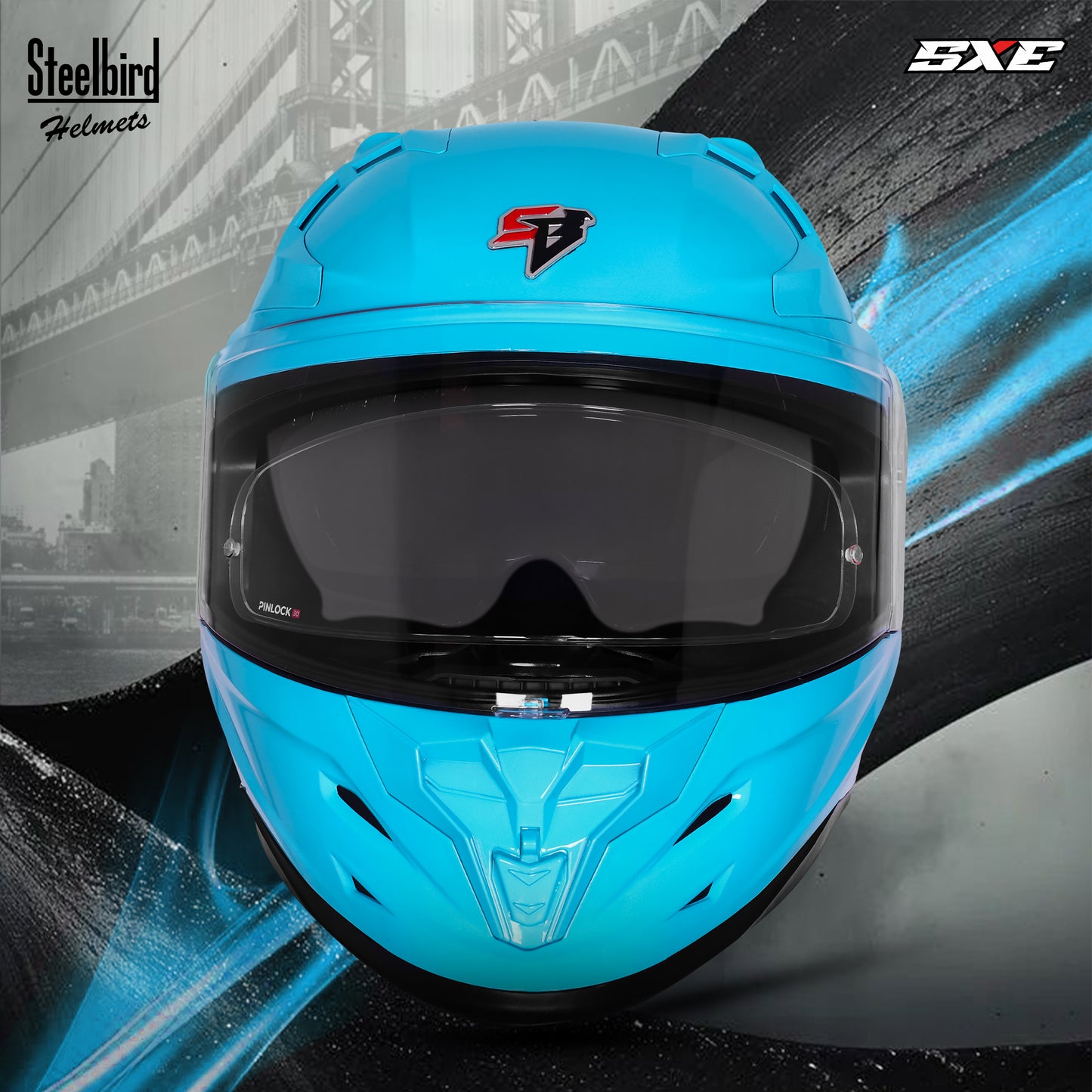 Steelbird SBH-61 SXE  Pinlock ISI and Dot Certified Full Face Helmet for Men with Inner Silver Sunshield . Clear With Anti Fog Shield.