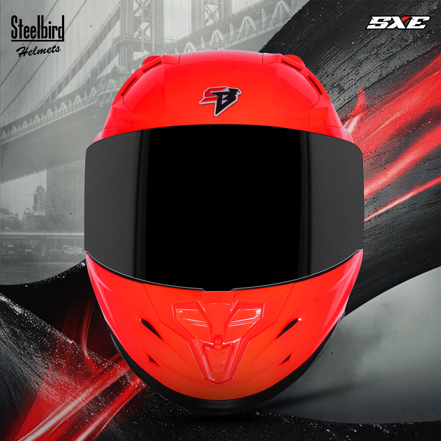 Steelbird SBH-61 SXE ISI and Dot Certified Full Face Helmet for Men with Inner Silver Sunshield . Clear With Smoke Visor.