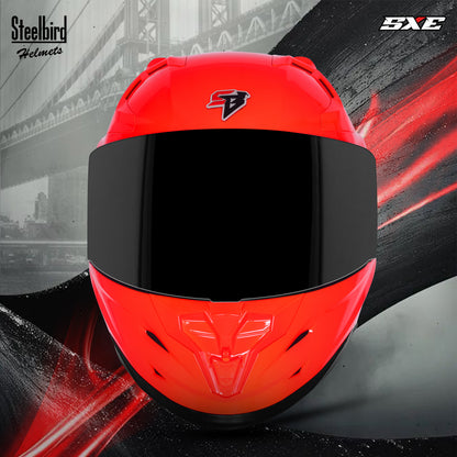 Steelbird SBH-61 SXE ISI and Dot Certified Full Face Helmet for Men with Inner Silver Sunshield . Clear With Smoke Visor.
