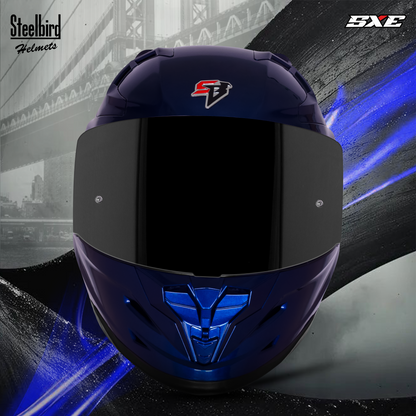 Steelbird SBH-61 SXE  Pinlock ISI and Dot Certified Full Face Helmet for Men with Inner Silver Sunshield . Clear With Smoke Visor.