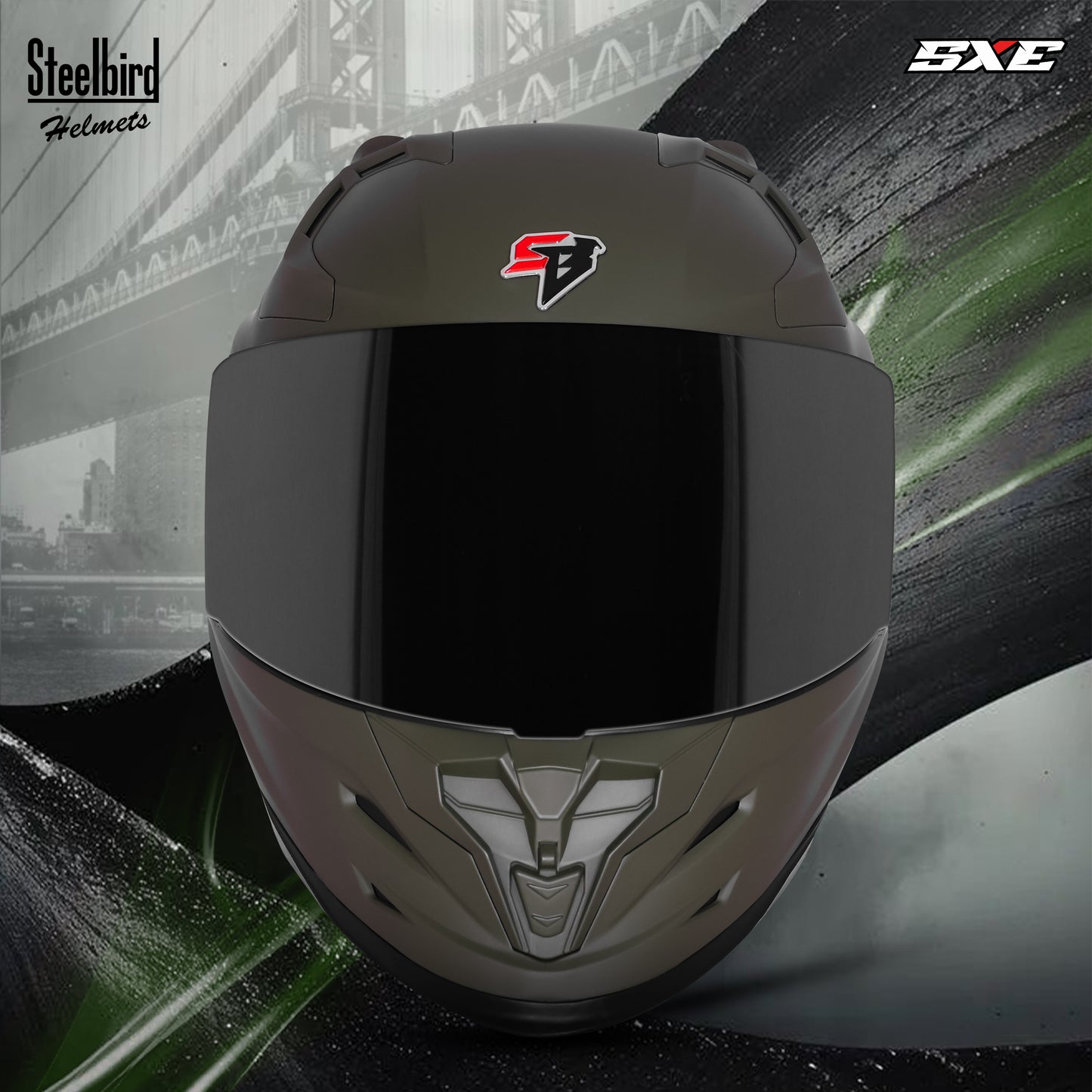Steelbird SBH-61 SXE  Pinlock ISI and Dot Certified Full Face Helmet for Men with Inner Silver Sunshield . Clear With Smoke Visor.