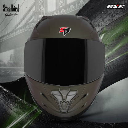 Steelbird SBH-61 SXE  Pinlock ISI and Dot Certified Full Face Helmet for Men with Inner Silver Sunshield . Clear With Smoke Visor.