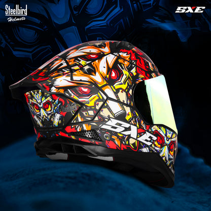 Steelbird SBH-61 SXE X1 ISI and Dot Certified Full Face Helmet for Men with Inner Silver Sunshield .