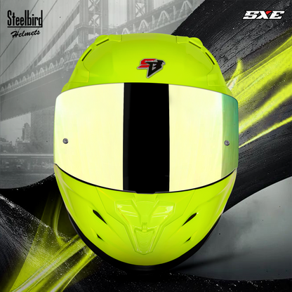 Steelbird SBH-61 SXE  Pinlock ISI and Dot Certified Full Face Helmet for Men with Inner Silver Sunshield . Clear With Chrome Visor.