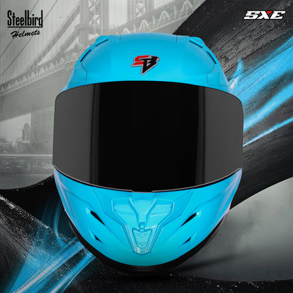 Steelbird SBH-61 SXE TPE Edition ISI and Dot Certified Full Face Helmet for Men with Inner Silver Sunshield . Clear With Smoke Visor.