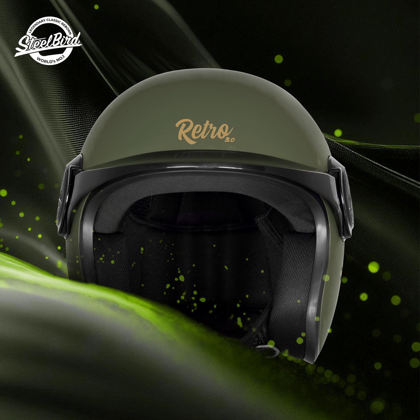 Steelbird SBH 65 Retro 3.0 DOT and ISI Certified Open Face Helmet for Men and Women .