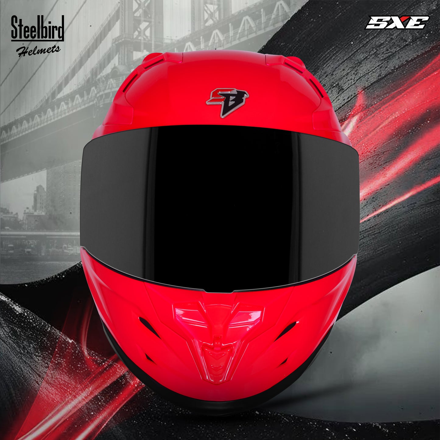 Steelbird SBH-61 SXE ISI and Dot Certified Full Face Helmet for Men with Inner Silver Sunshield . Clear With Chrome Visor.