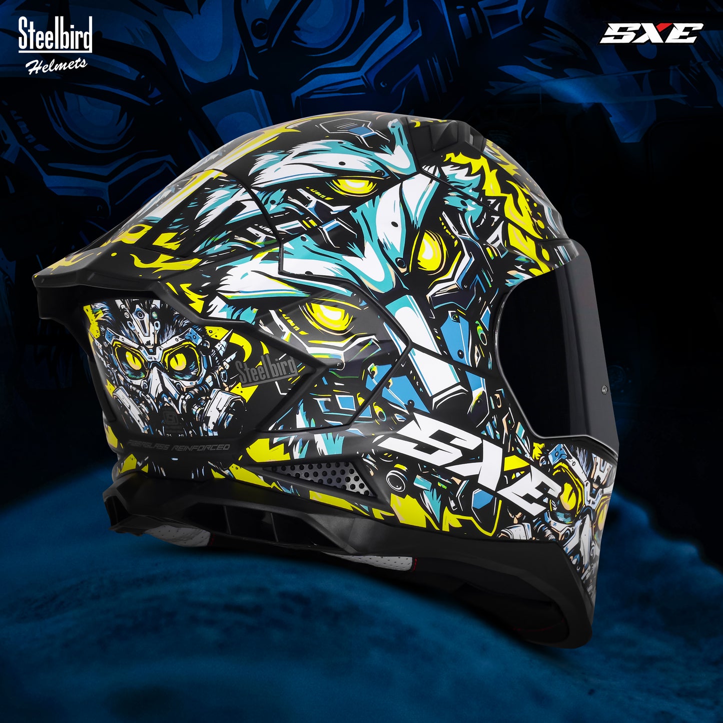 Steelbird SBH-61 SXE X1 Pinlock ISI and Dot Certified Full Face Helmet for Men with Inner Silver Sunshield .Anti Fog Visor.
