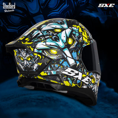 Steelbird SBH-61 SXE X1 Pinlock ISI and Dot Certified Full Face Helmet for Men with Inner Silver Sunshield .Anti Fog Visor.