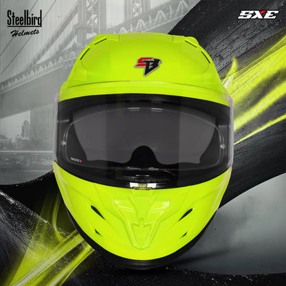 Steelbird SBH-61 SXE  Pinlock ISI and Dot Certified Full Face Helmet for Men with Inner Silver Sunshield . Clear With Anti Fog Shield.