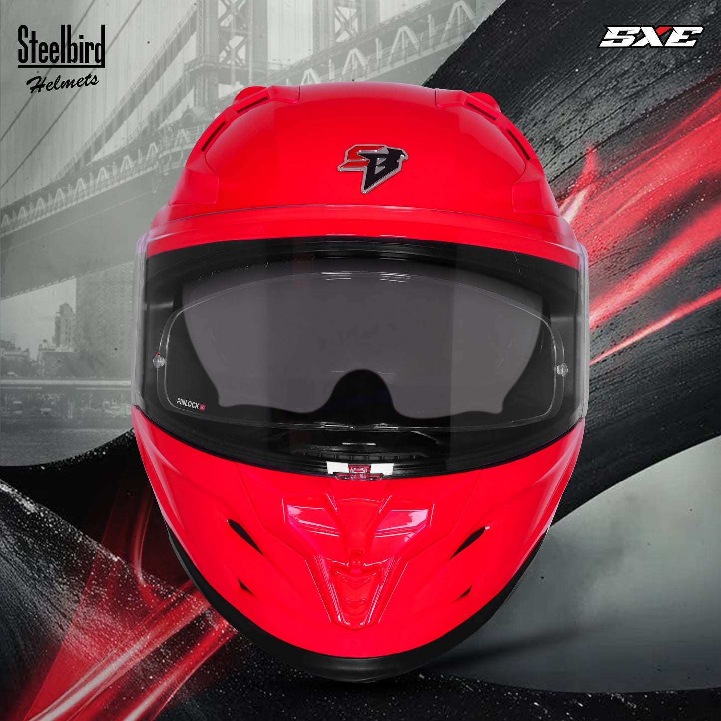 Steelbird SBH-61 SXE  Pinlock ISI and Dot Certified Full Face Helmet for Men with Inner Silver Sunshield . Clear With Anti Fog Shield.