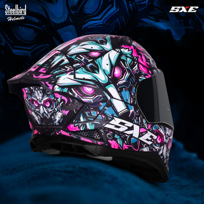 Steelbird SBH-61 SXE X1 Pinlock ISI and Dot Certified Full Face Helmet for Men with Inner Silver Sunshield .Anti Fog Visor.