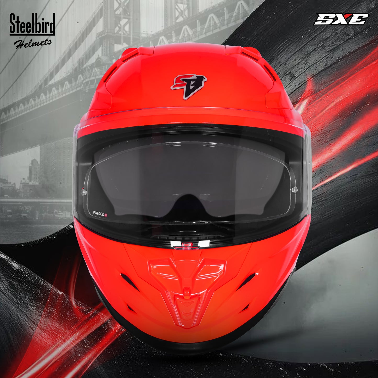 Steelbird SBH-61 SXE  Pinlock ISI and Dot Certified Full Face Helmet for Men with Inner Silver Sunshield . Clear With Anti Fog Shield.