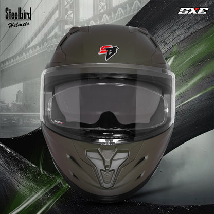 Steelbird SBH-61 SXE  Pinlock ISI and Dot Certified Full Face Helmet for Men with Inner Silver Sunshield . Clear With Anti Fog Shield.