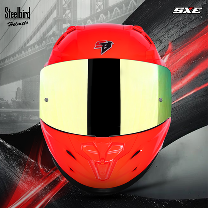 Steelbird SBH-61 SXE  Pinlock ISI and Dot Certified Full Face Helmet for Men with Inner Silver Sunshield . Clear With Chrome Visor.