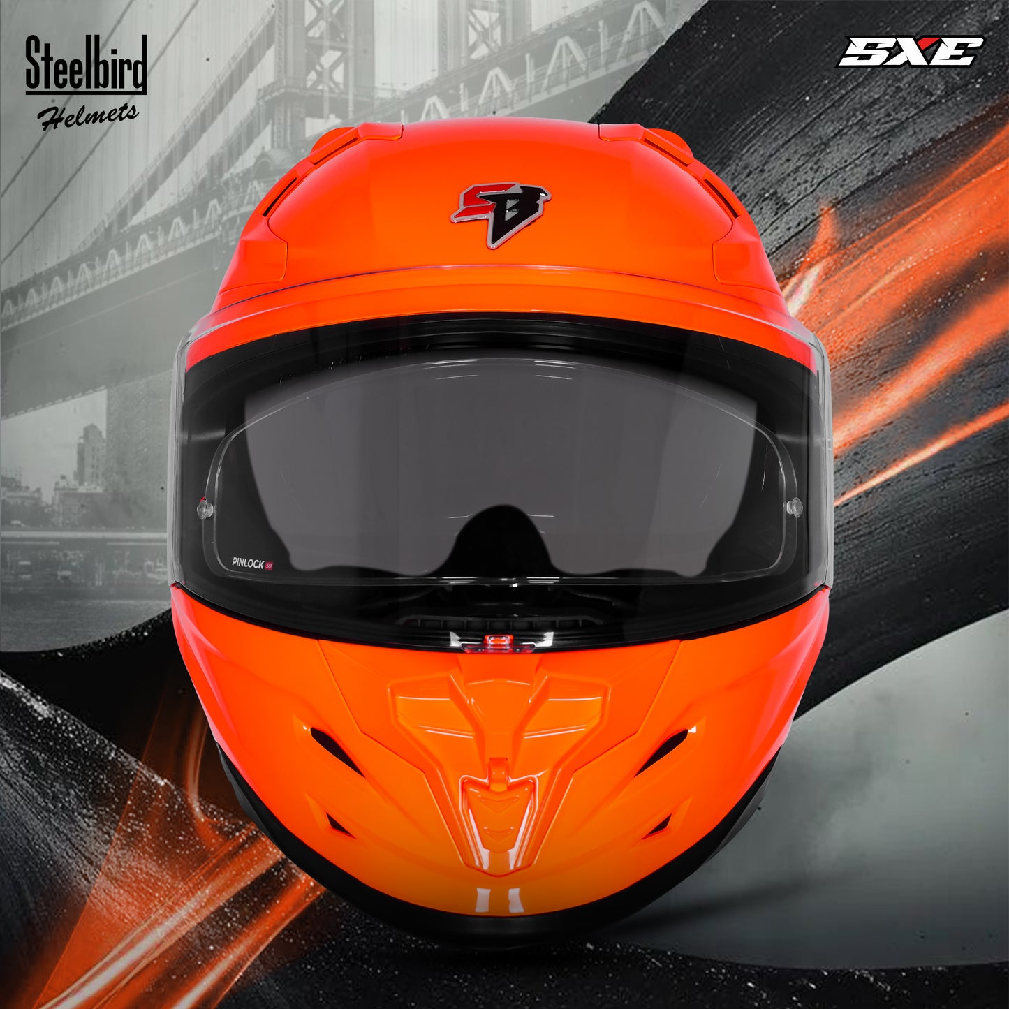 Steelbird SBH-61 SXE  Pinlock ISI and Dot Certified Full Face Helmet for Men with Inner Silver Sunshield . Clear With Anti Fog Shield.