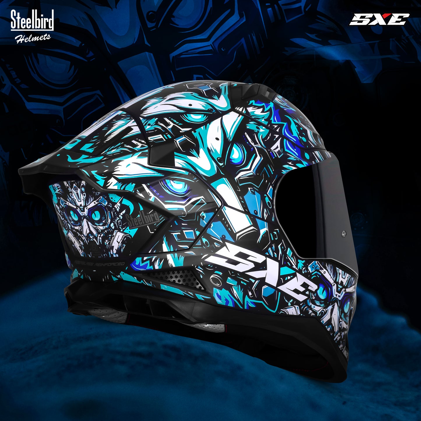 Steelbird SBH-61 SXE X1 Pinlock ISI and Dot Certified Full Face Helmet for Men with Inner Silver Sunshield .Anti Fog Visor.