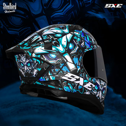 Steelbird SBH-61 SXE X1 Pinlock ISI and Dot Certified Full Face Helmet for Men with Inner Silver Sunshield .Anti Fog Visor.