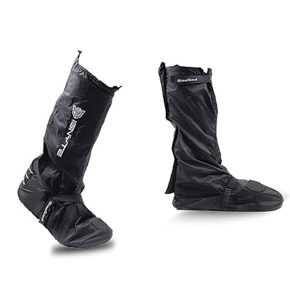 Steelbird Shoe Covers for Rider/Biker Boots with Reflective Piping | Waterproof Rain Shoes Covers Thicker Scootor Non-slip Boots Covers