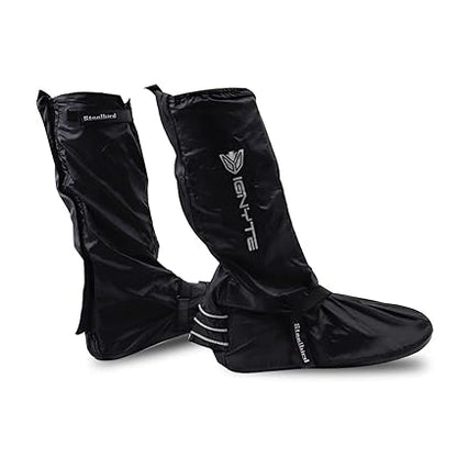 Steelbird Shoe Covers for Rider/Biker Boots with Reflective Piping | Waterproof Rain Shoes Covers Thicker Scootor Non-slip Boots Covers