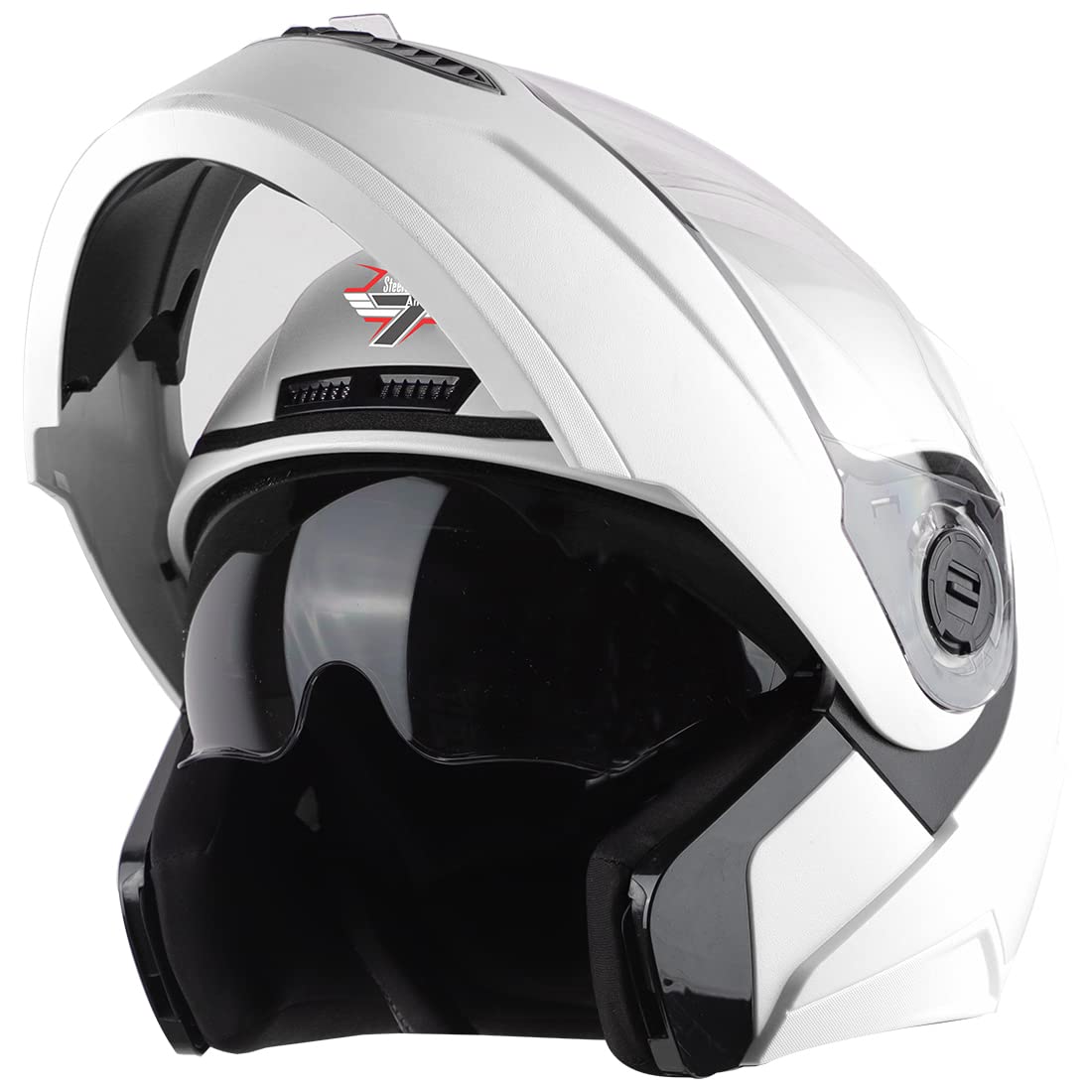 Steelbird SBA-7 7Wings ISI Certified Flip-Up Helmet for Men and Women with Inner Smoke Sun Shield Outer Clear Visor.