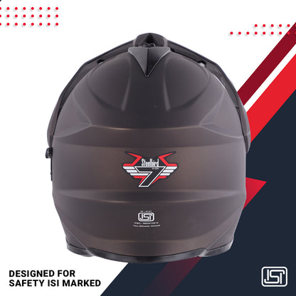 Steelbird GT Off Road ISI Certified Motocross Double Visor Full Face Helmet Outer Clear Visor and Inner Smoke Sun Shield(Matt Royal Brown)`