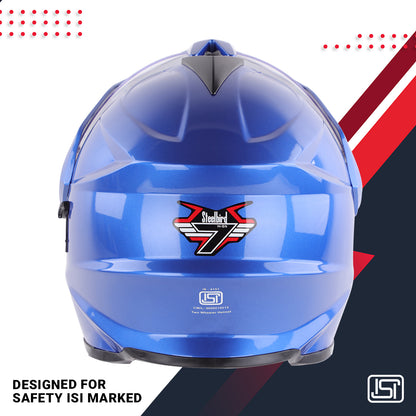 Steelbird GT Off Road ISI Certified Motocross Double Visor Full Face Helmet Outer Clear Visor and Inner Smoke Sun Shield.(Glossy Y. Blue)