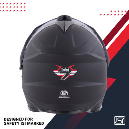 Steelbird GT Off Road ISI Certified Motocross Double Visor Full Face Helmet Outer Clear Visor and Inner Smoke Sun Shield.(Matt Black)