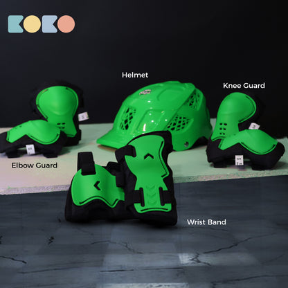 Koko Dragon Kids Skating & Cycling Helmet | Protective Gear for Boys & Girls (Green).